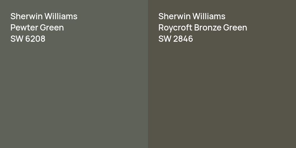 Sherwin Williams Pewter Green vs. Sherwin Williams Roycroft Bronze Green