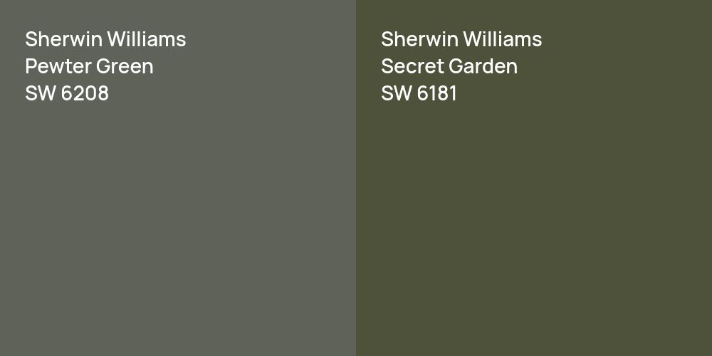 Sherwin Williams Pewter Green vs. Sherwin Williams Secret Garden