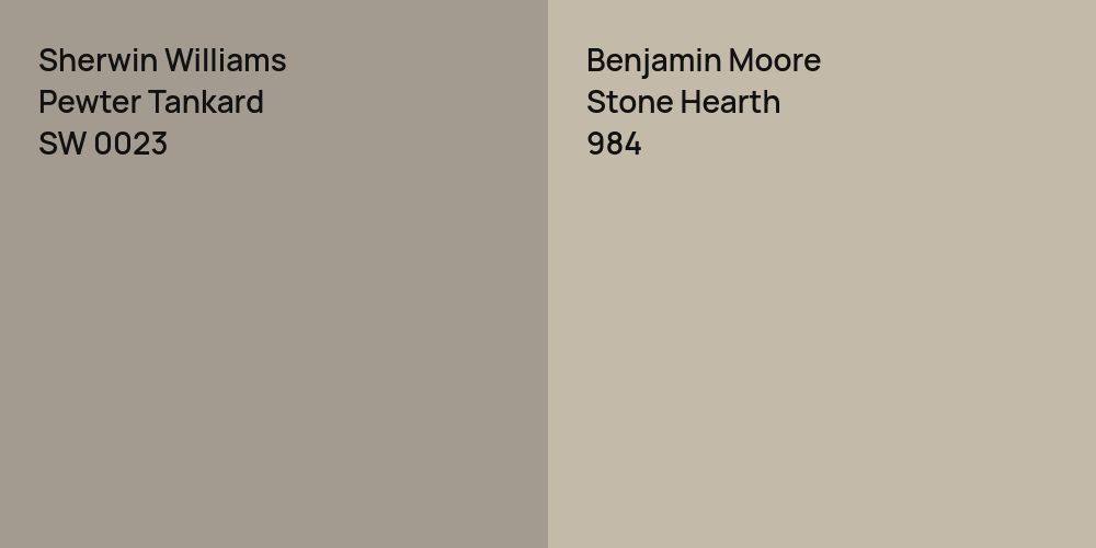 Sherwin Williams Pewter Tankard vs. Benjamin Moore Stone Hearth