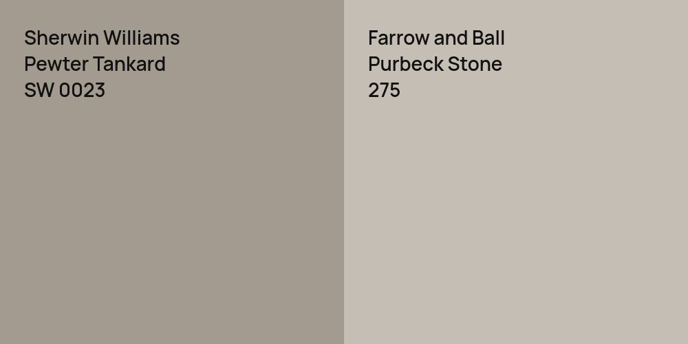 Sherwin Williams Pewter Tankard vs. Farrow and Ball Purbeck Stone