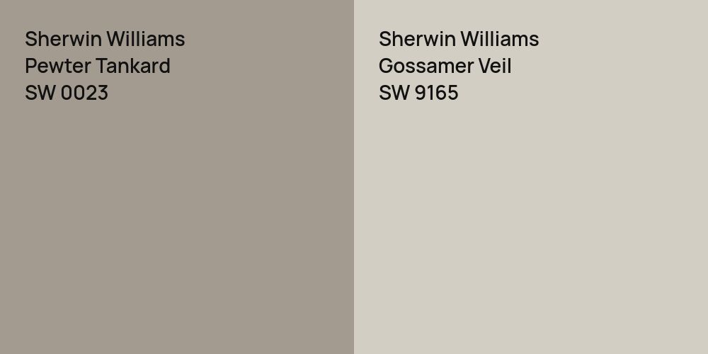 Sherwin Williams Pewter Tankard vs. Sherwin Williams Gossamer Veil