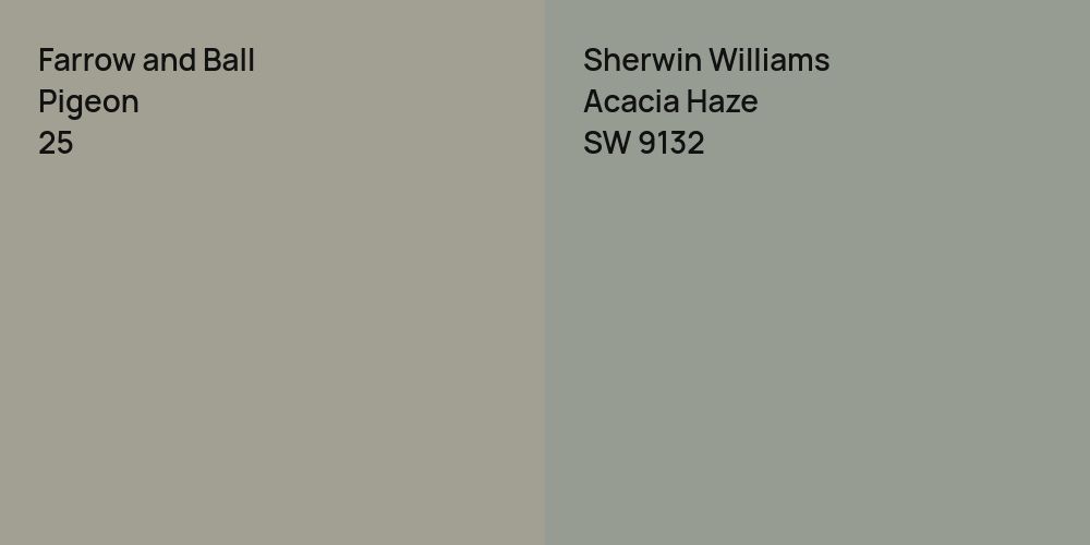 Farrow and Ball Pigeon vs. Sherwin Williams Acacia Haze