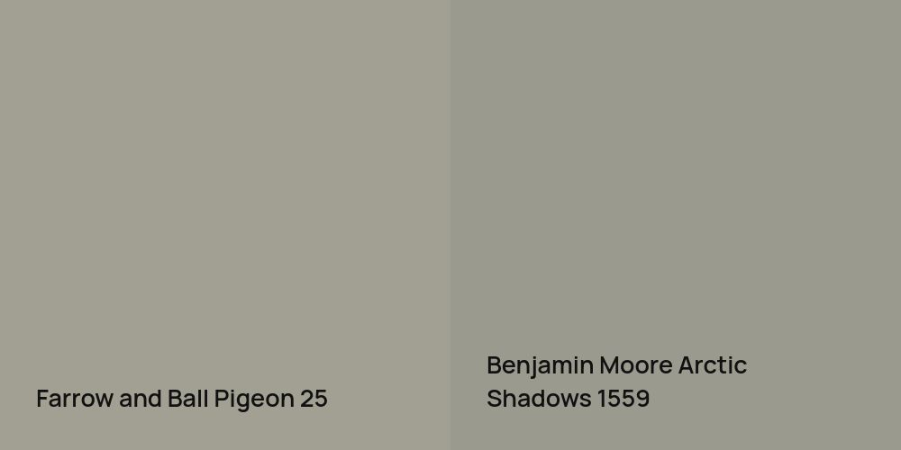 Farrow and Ball Pigeon vs. Benjamin Moore Arctic Shadows