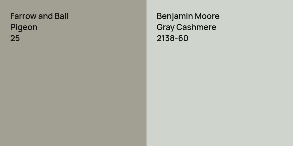 Farrow and Ball Pigeon vs. Benjamin Moore Gray Cashmere