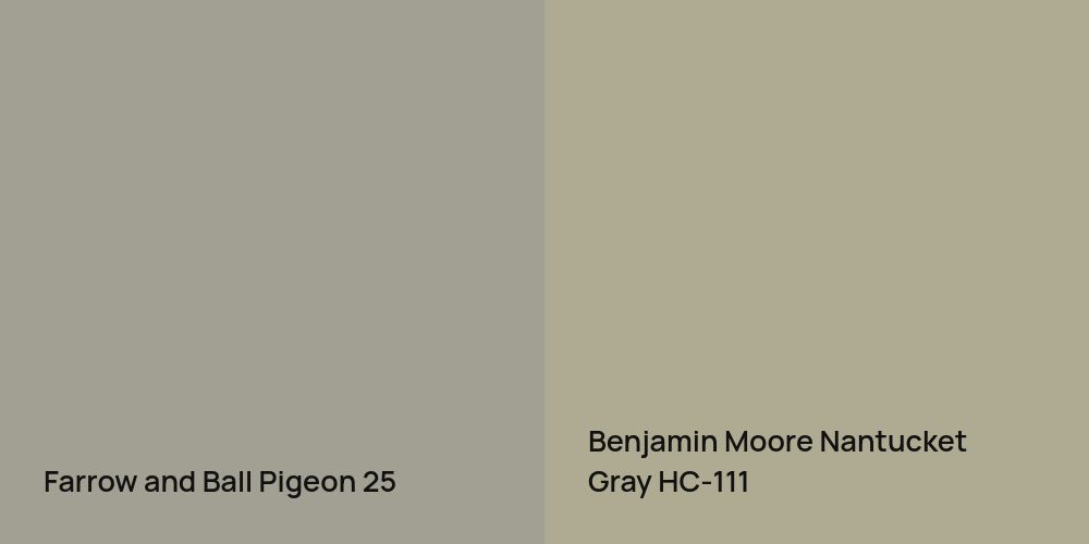 Farrow and Ball Pigeon vs. Benjamin Moore Nantucket Gray