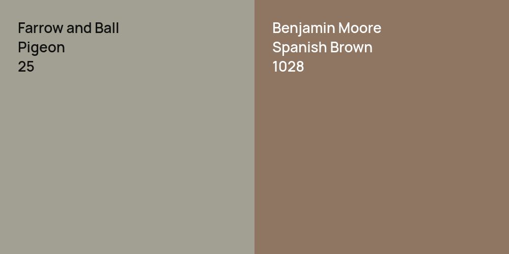 Farrow and Ball Pigeon vs. Benjamin Moore Spanish Brown