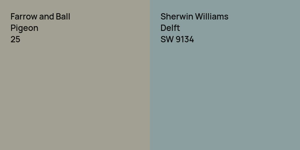 Farrow and Ball Pigeon vs. Sherwin Williams Delft