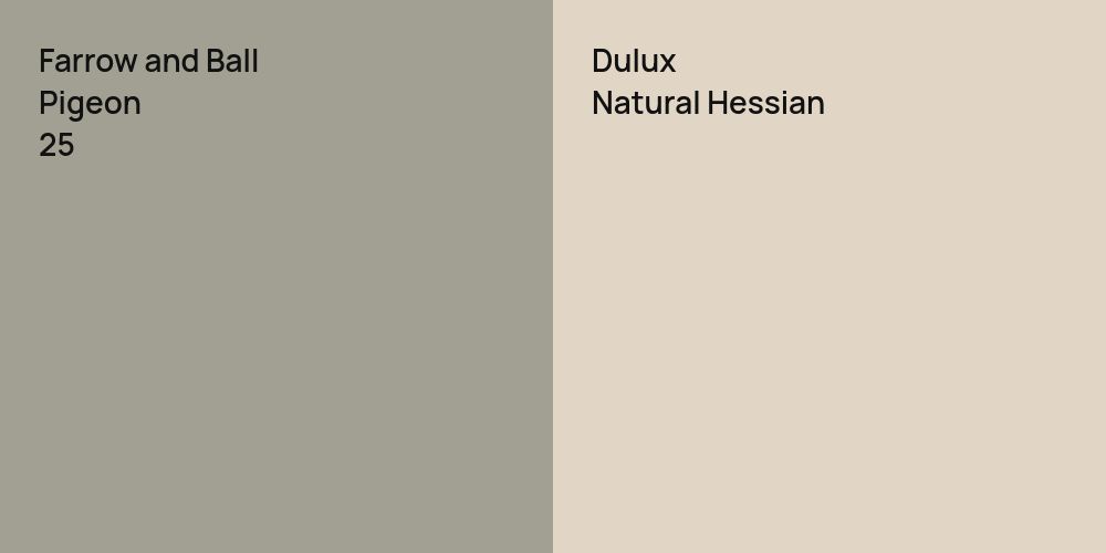 Farrow and Ball Pigeon vs. Dulux Natural Hessian