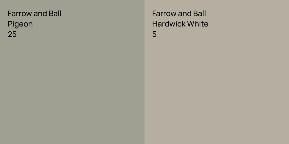 Farrow and Ball Pigeon vs. Farrow and Ball Hardwick White comparison