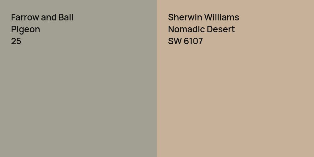 Farrow and Ball Pigeon vs. Sherwin Williams Nomadic Desert