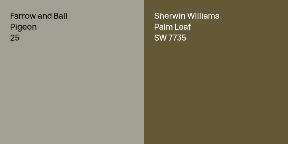 Farrow and Ball Pigeon vs. Sherwin Williams Palm Leaf