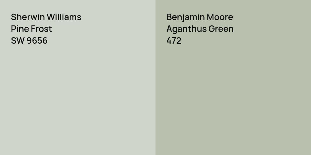 Sherwin Williams Pine Frost vs. Benjamin Moore Aganthus Green