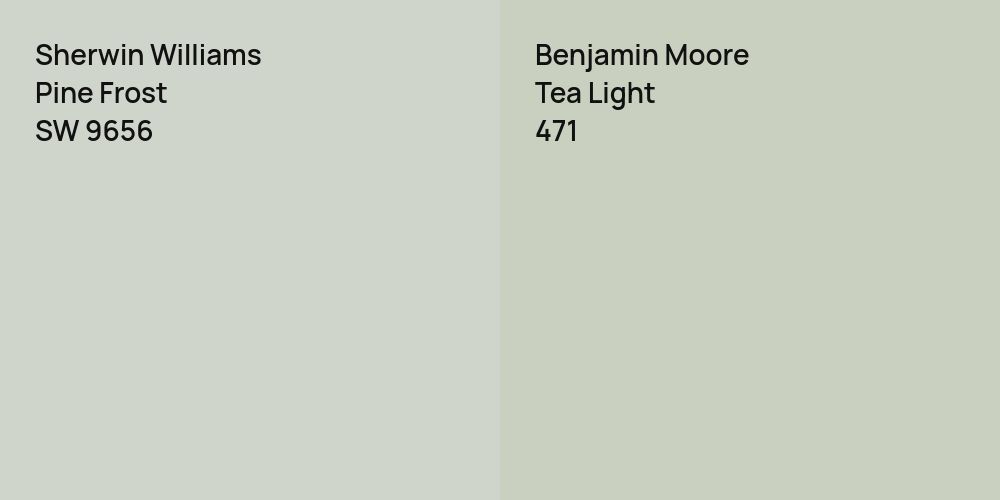 Sherwin Williams Pine Frost vs. Benjamin Moore Tea Light