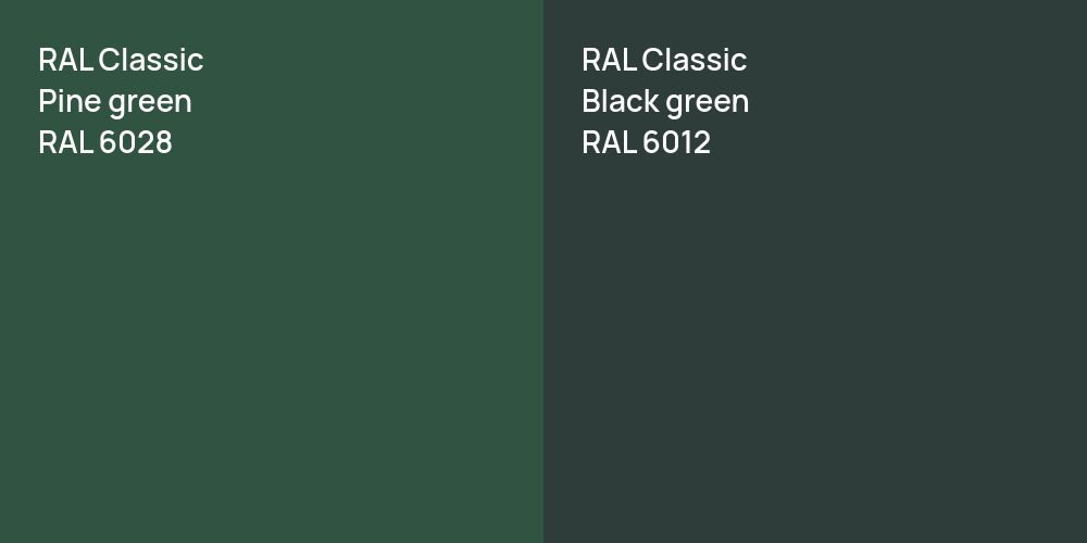 RAL Classic  Pine green vs. RAL Classic  Black green