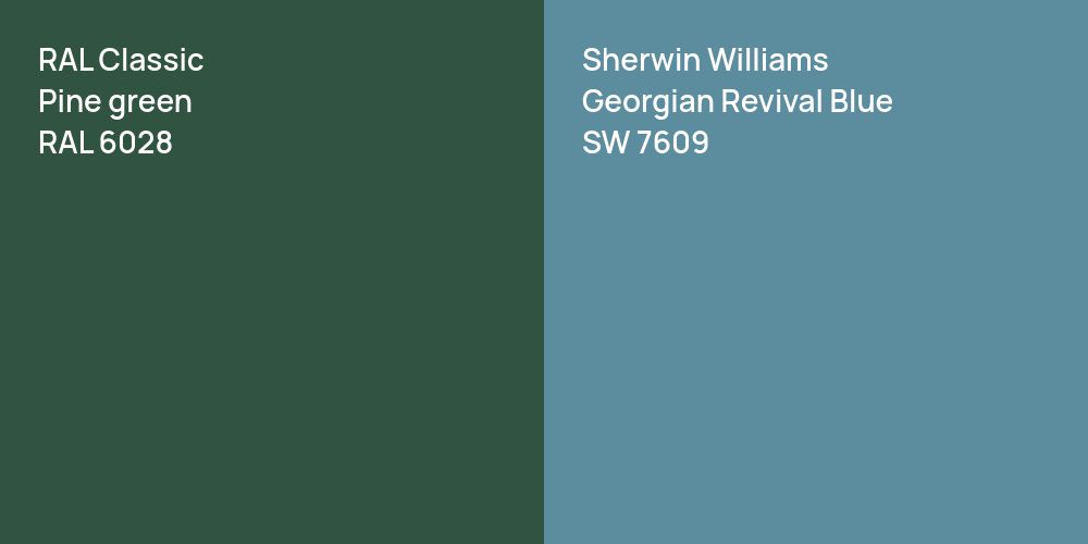 RAL Classic  Pine green vs. Sherwin Williams Georgian Revival Blue