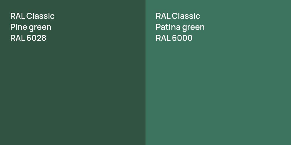 RAL Classic  Pine green vs. RAL Classic  Patina green