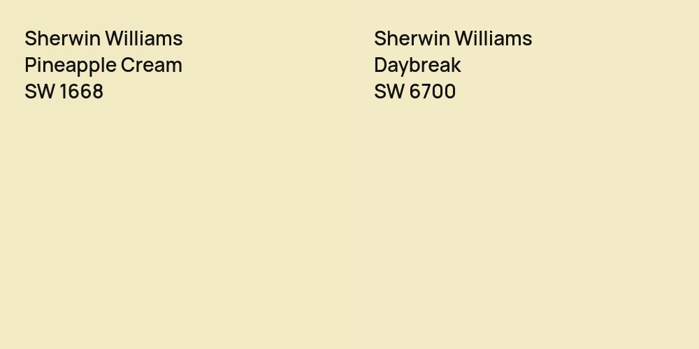 Sherwin Williams Pineapple Cream vs. Sherwin Williams Daybreak