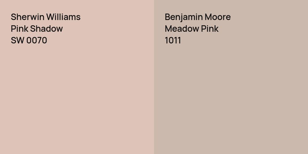 Sherwin Williams Pink Shadow vs. Benjamin Moore Meadow Pink