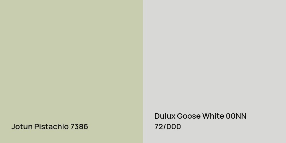 Jotun Pistachio vs. Dulux Goose White