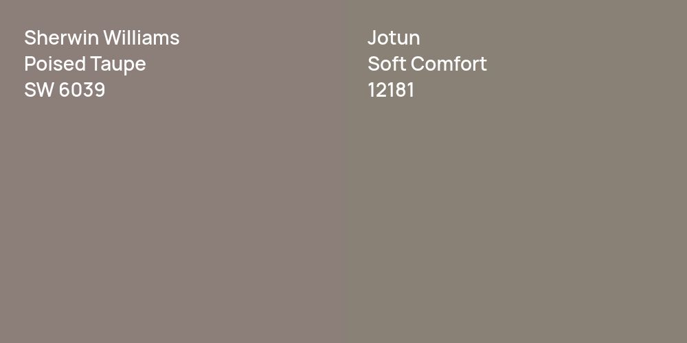 Sherwin Williams Poised Taupe vs. Jotun Soft Comfort