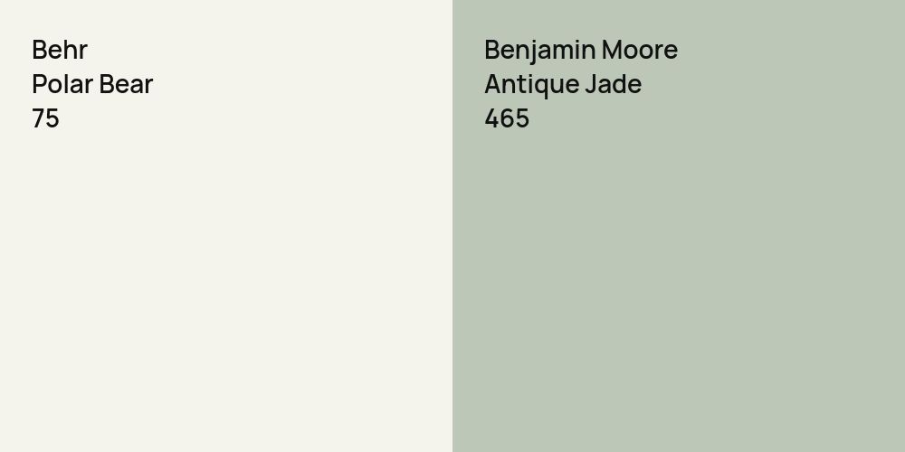 Behr Polar Bear vs. Benjamin Moore Antique Jade