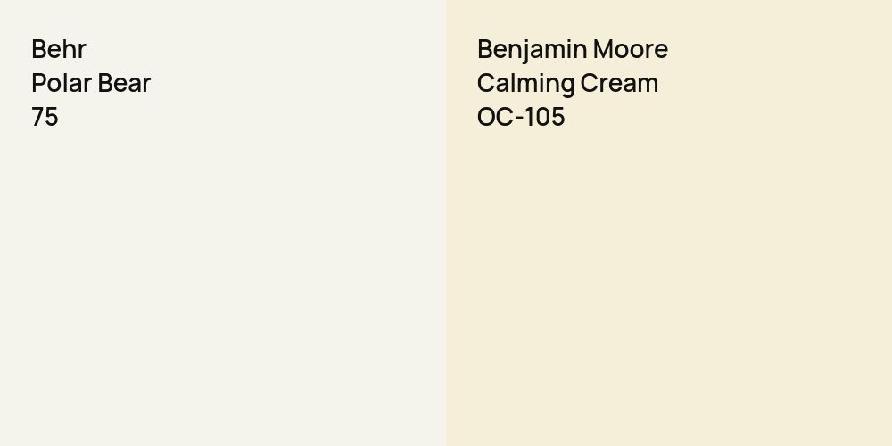 Behr Polar Bear vs. Benjamin Moore Calming Cream