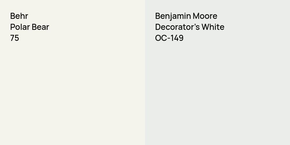 Behr Polar Bear vs. Benjamin Moore Decorator's White