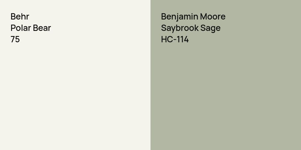 Behr Polar Bear vs. Benjamin Moore Saybrook Sage