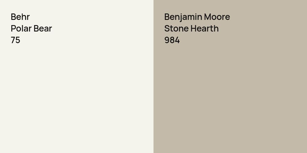 Behr Polar Bear vs. Benjamin Moore Stone Hearth