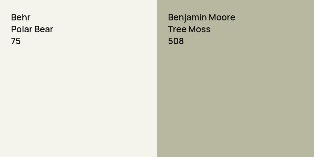 Behr Polar Bear vs. Benjamin Moore Tree Moss