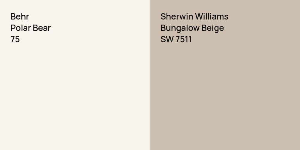 Behr Polar Bear vs. Sherwin Williams Bungalow Beige