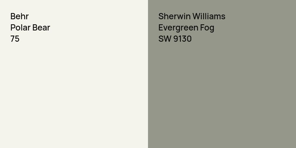 Behr Polar Bear vs. Sherwin Williams Evergreen Fog