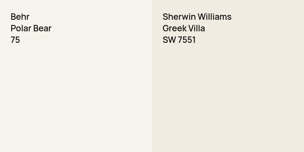 Behr Polar Bear vs. Sherwin Williams Greek Villa