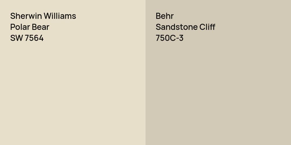 Sherwin Williams Polar Bear vs. Behr Sandstone Cliff