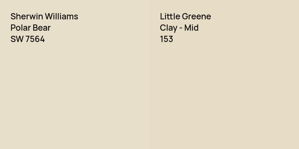 Sherwin Williams Polar Bear vs. Little Greene Clay - Mid