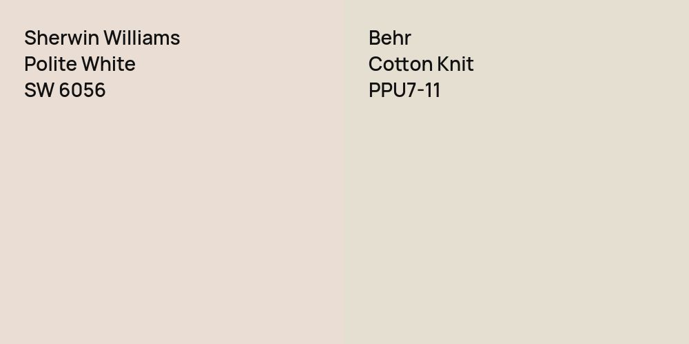 Sherwin Williams Polite White vs. Behr Cotton Knit