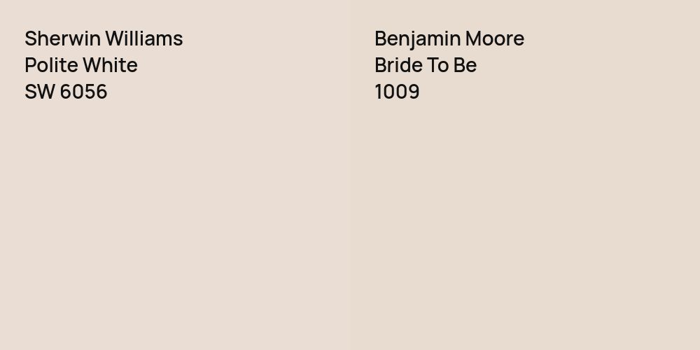 Sherwin Williams Polite White vs. Benjamin Moore Bride To Be