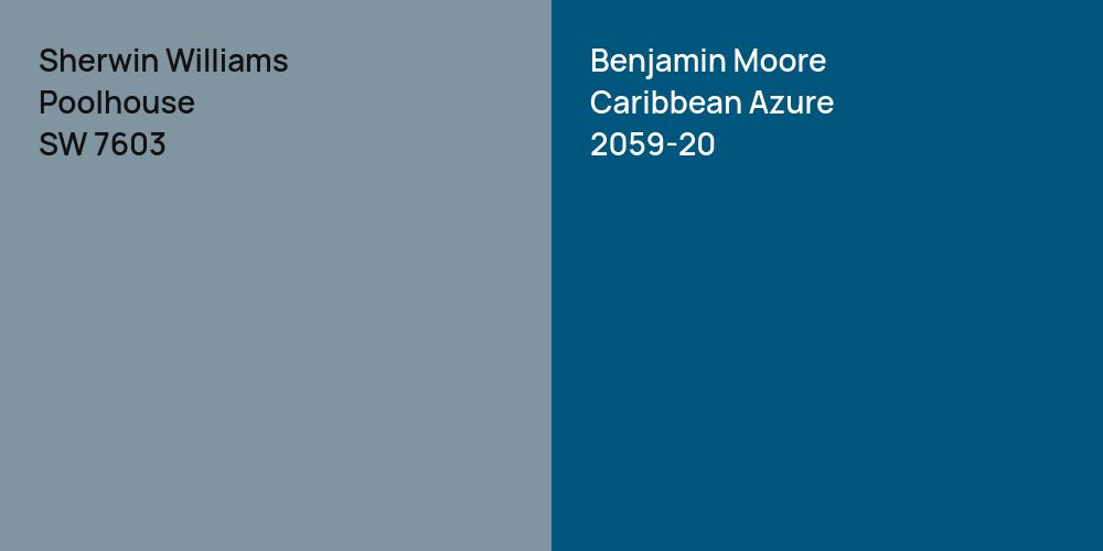 Sherwin Williams Poolhouse vs. Benjamin Moore Caribbean Azure