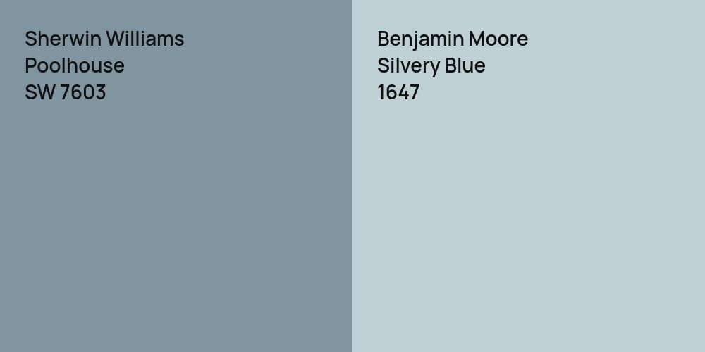 Sherwin Williams Poolhouse vs. Benjamin Moore Silvery Blue