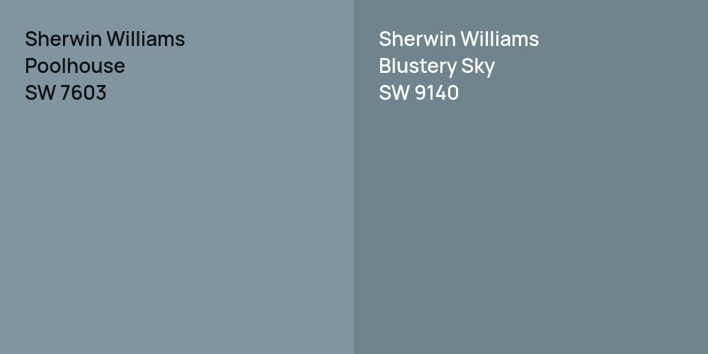 Sherwin Williams Poolhouse vs. Sherwin Williams Blustery Sky