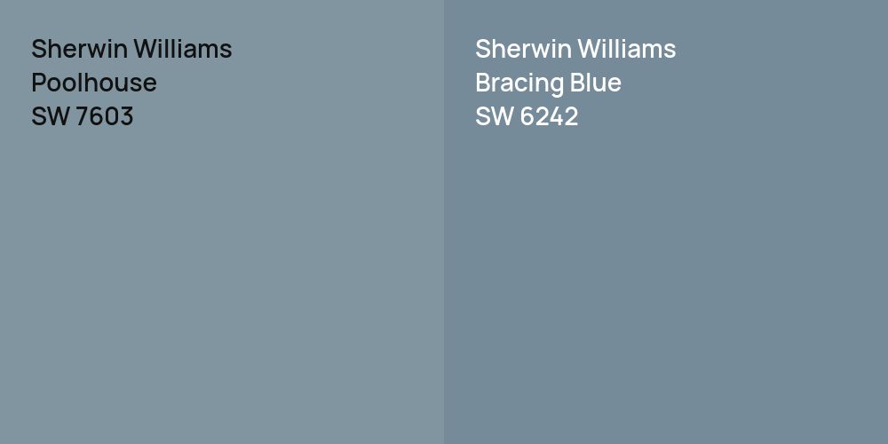 Sherwin Williams Poolhouse vs. Sherwin Williams Bracing Blue