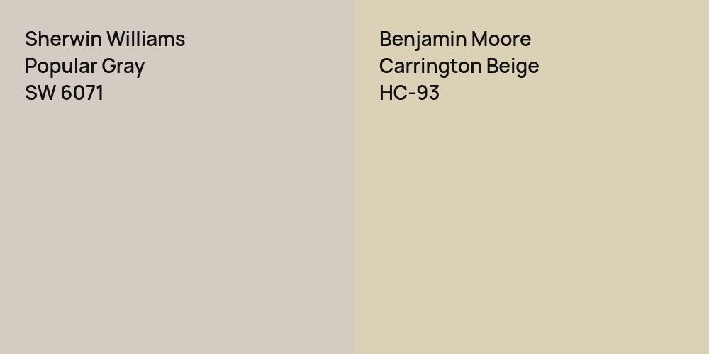 Sherwin Williams Popular Gray vs. Benjamin Moore Carrington Beige