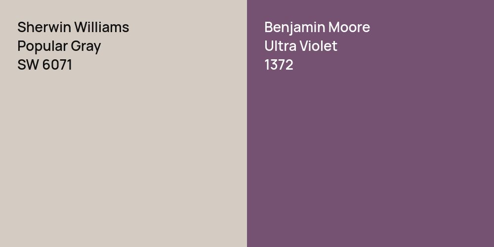 Sherwin Williams Popular Gray vs. Benjamin Moore Ultra Violet