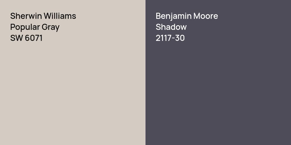 Sherwin Williams Popular Gray vs. Benjamin Moore Shadow