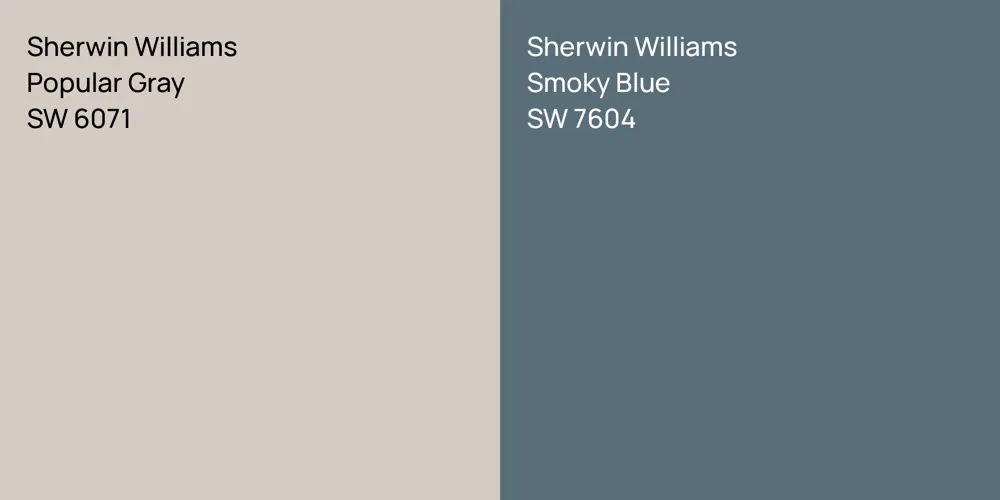 Sherwin Williams Popular Gray vs. Sherwin Williams Smoky Blue