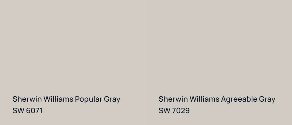 Sherwin Williams Popular Gray SW 6071 vs Sherwin Williams Agreeable Gray SW 7029