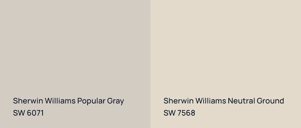 Sherwin Williams Popular Gray SW 6071 vs Sherwin Williams Neutral Ground SW 7568