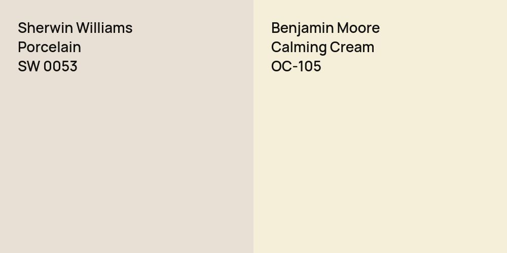 Sherwin Williams Porcelain vs. Benjamin Moore Calming Cream