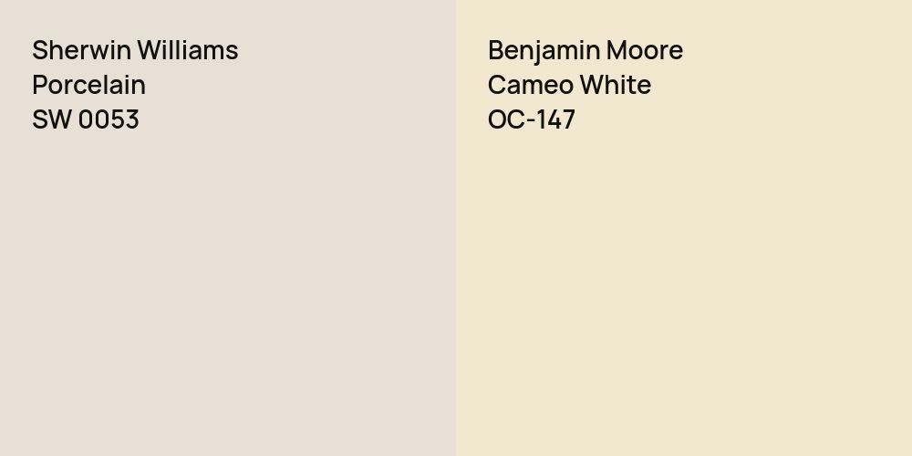 Sherwin Williams Porcelain vs. Benjamin Moore Cameo White