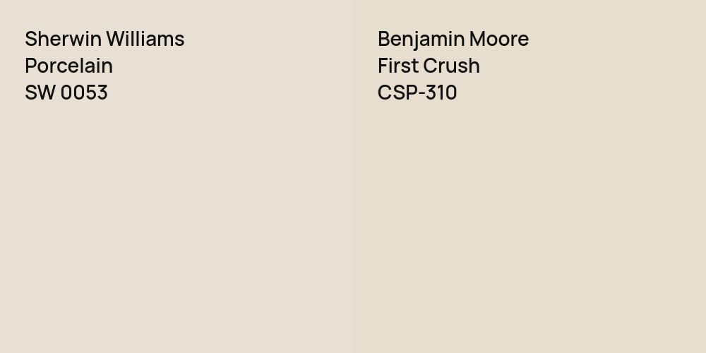 Sherwin Williams Porcelain vs. Benjamin Moore First Crush